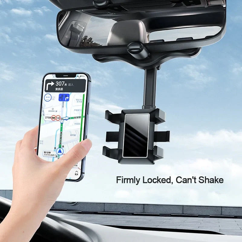 Multifunctional 360 Rotatable Car Rearview Mirror Phone Holder - Image 5