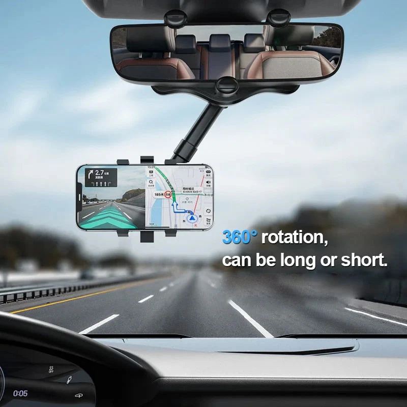 Multifunctional 360 Rotatable Car Rearview Mirror Phone Holder - Image 7
