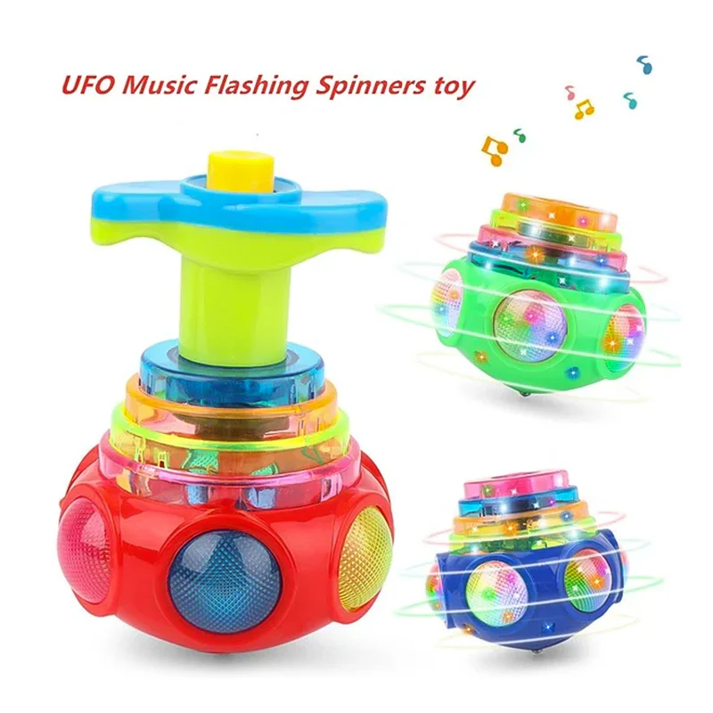 Music Flashing Spinners Toy with Launcher - Image 2