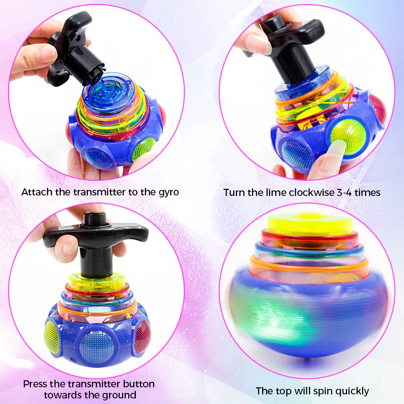 Music Flashing Spinners Toy with Launcher - Image 4