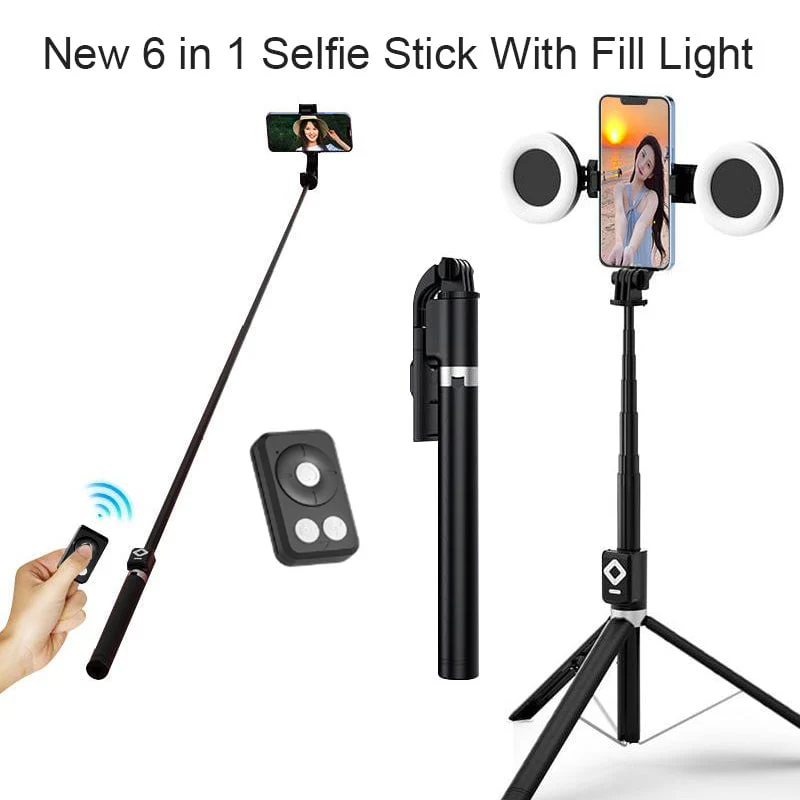 New 6 in 1 Selfie Stick With Fill Light - Image 12