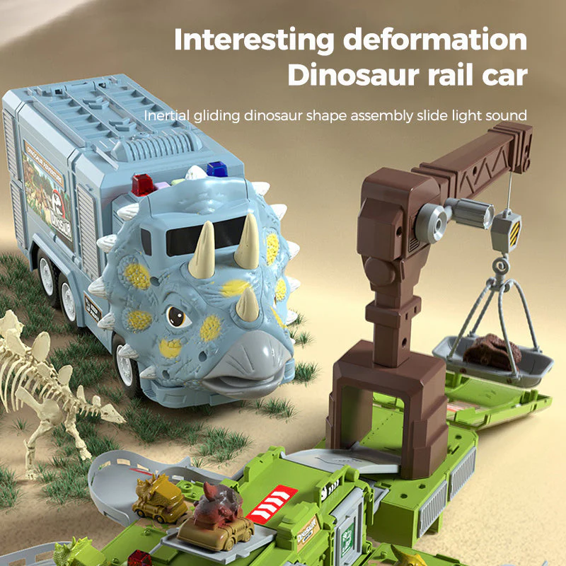 New Dinosaur Transforming Engineering Truck Track Toy Set - Image 5