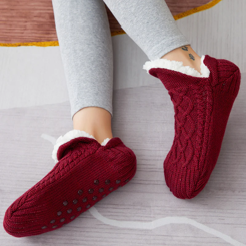 New Woven And Velvet Indoor Socks Slippers - Image 6