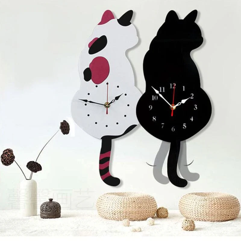 Nordic Cat Wagging Tail Wall Clock - Image 2