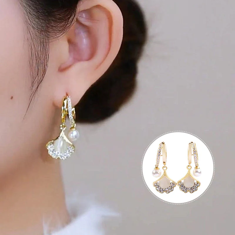 Opal Ginkgo Leaf Earrings - Image 10