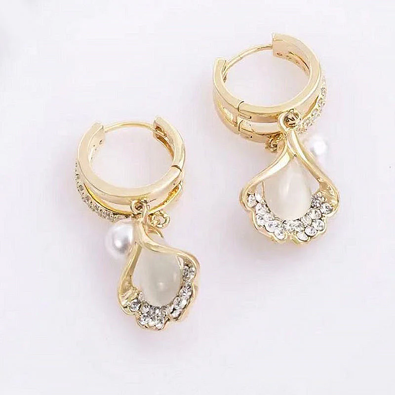 Opal Ginkgo Leaf Earrings - Image 2