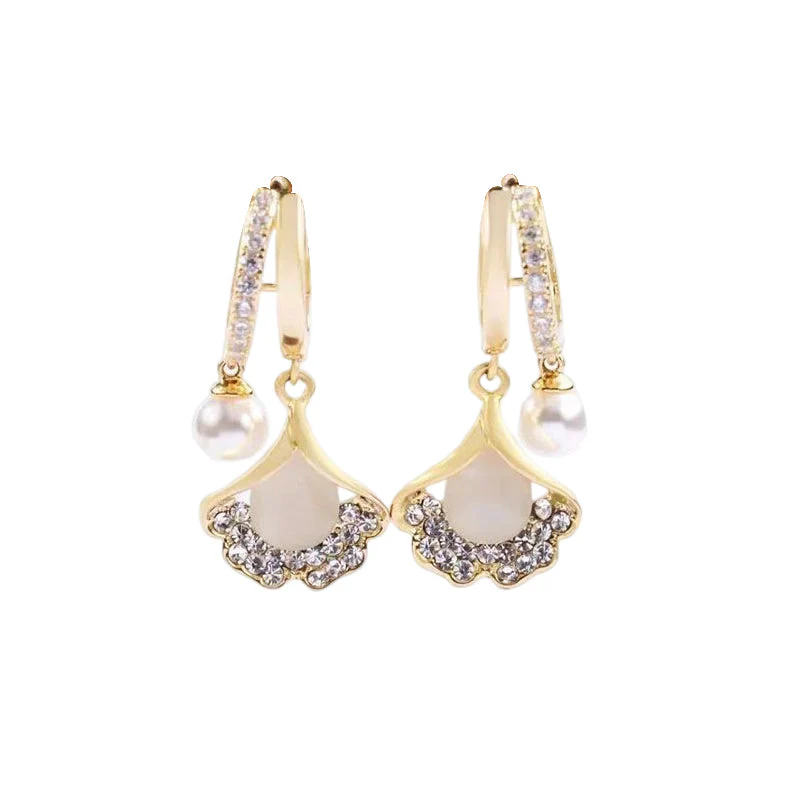 Opal Ginkgo Leaf Earrings - Image 9