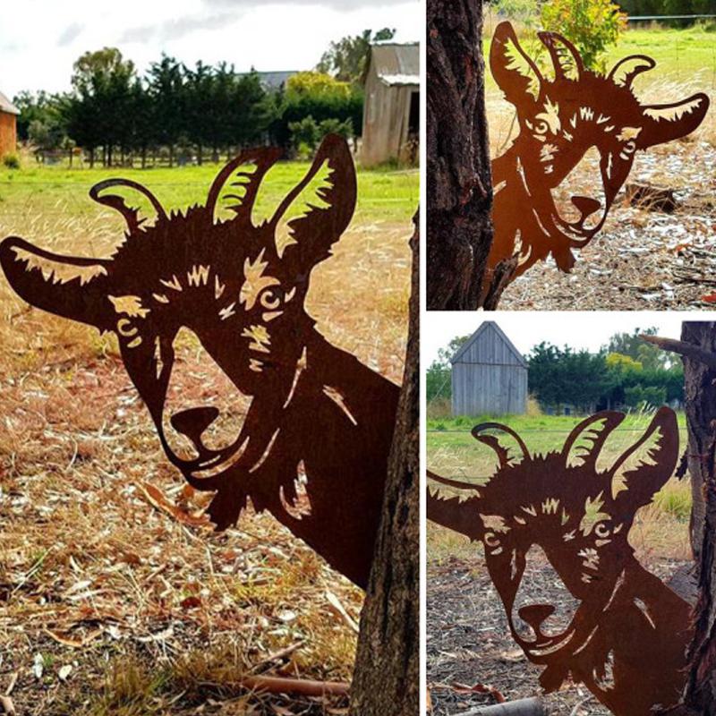 Outdoor Garden Farm Peeping Goat Metal Artwork Indoor Decoration - Image 6