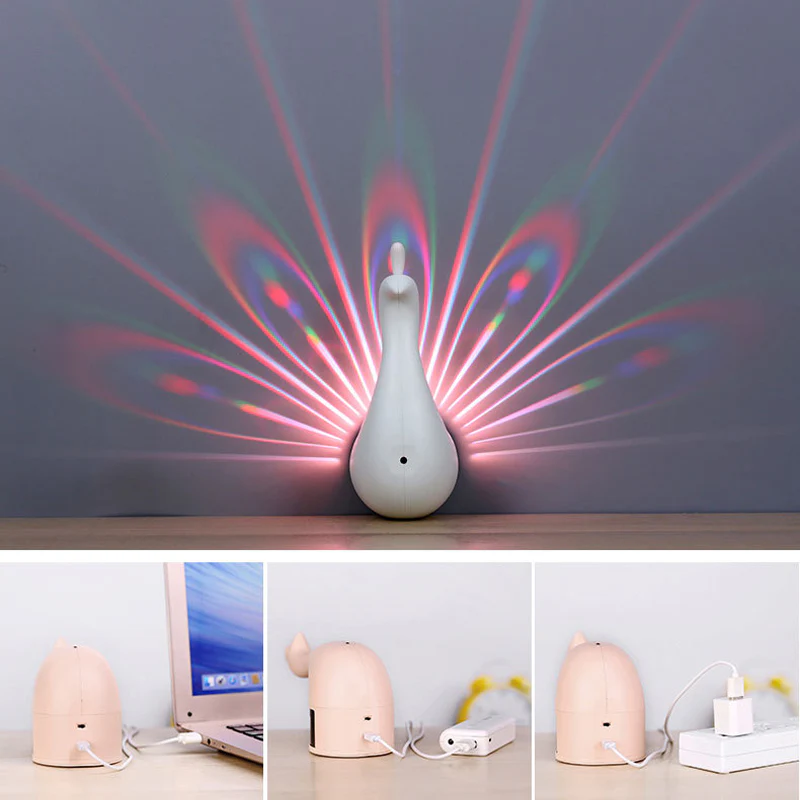 Peacock Led Projector Wall Lights For Bedroom - Image 2