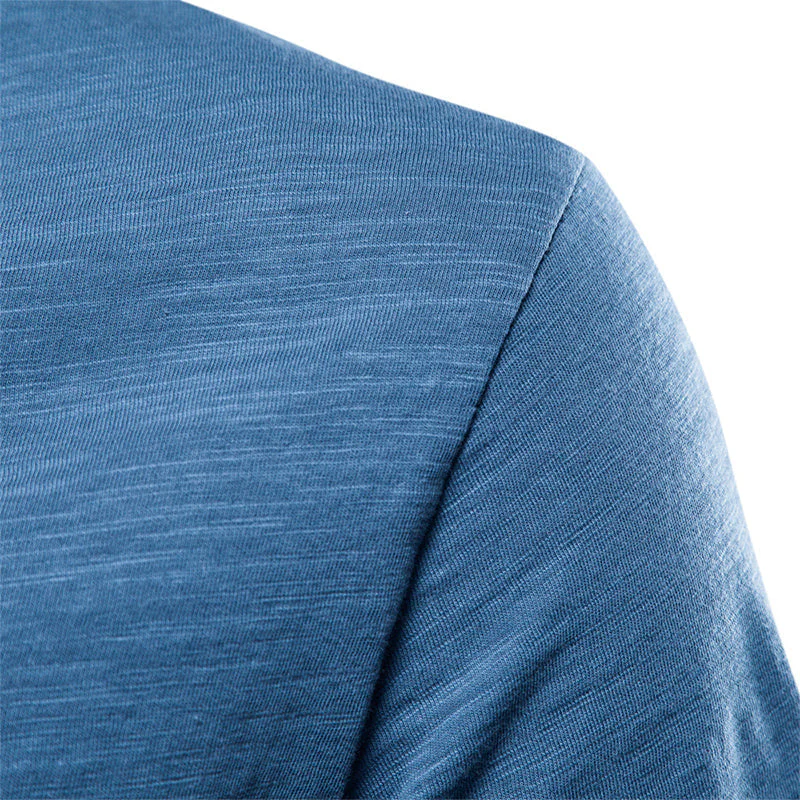 Plain Slub cotton V-neck T-shirt - Image 4