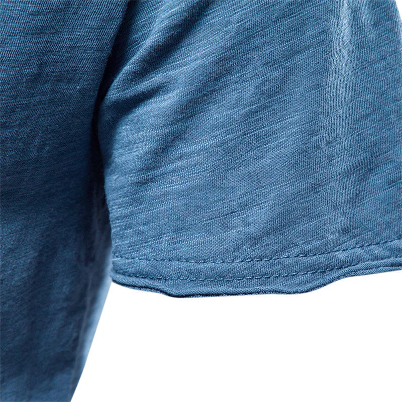 Plain Slub cotton V-neck T-shirt - Image 5