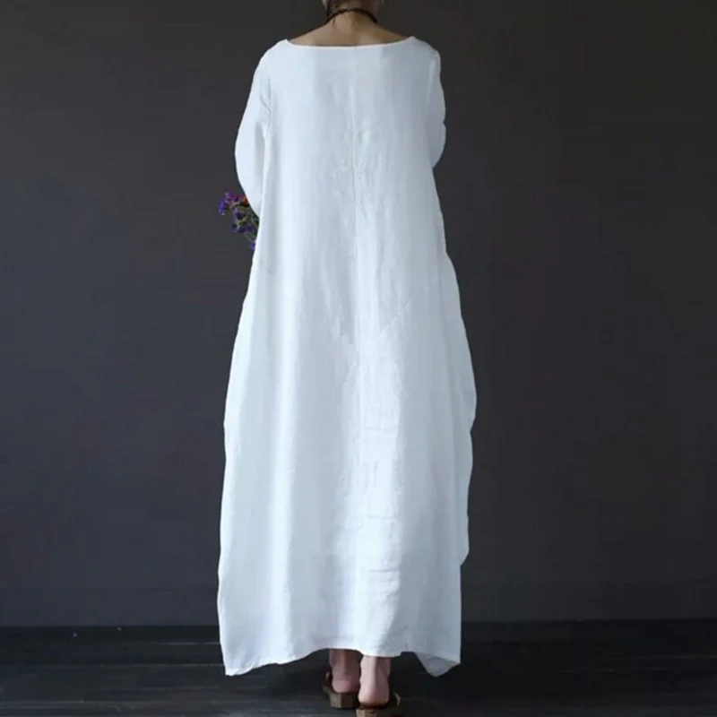 Plus Size Cotton Linen Loose Dress - Image 8