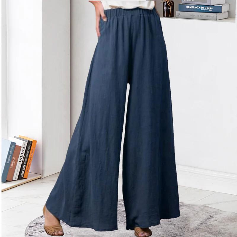 Plus Size Cotton&Linen Wide Leg Pants - Image 4