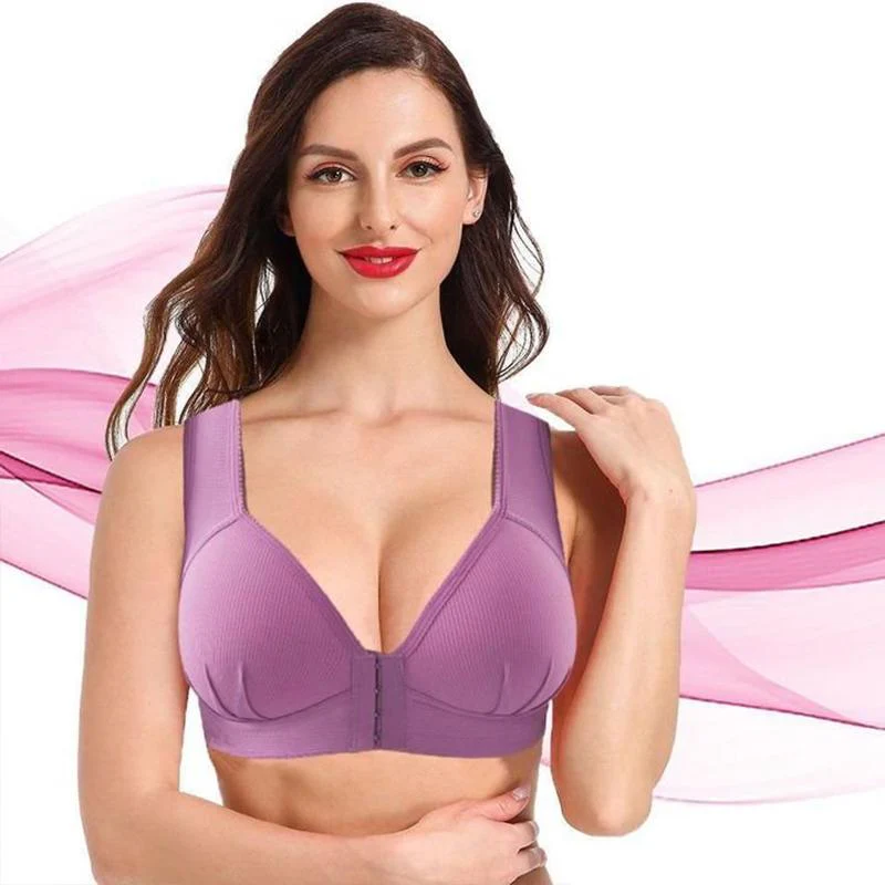 Plus Size Front Closure Elastic Push Up Comfort Bra - Image 2