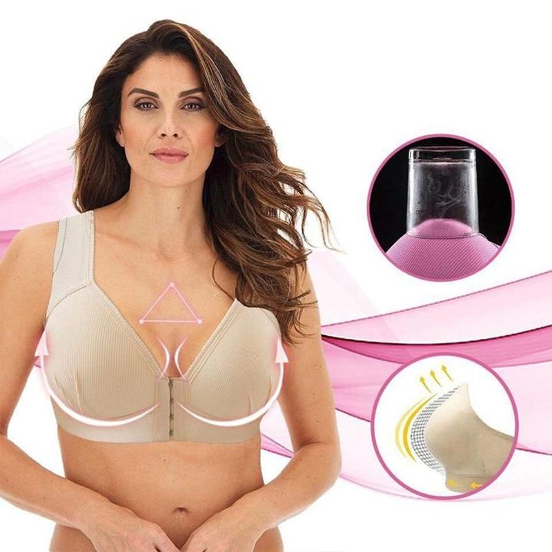 Plus Size Front Closure Elastic Push Up Comfort Bra - Image 3