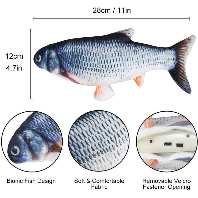 Plush Simulation USB Charging Cat Fish Toy - Image 3