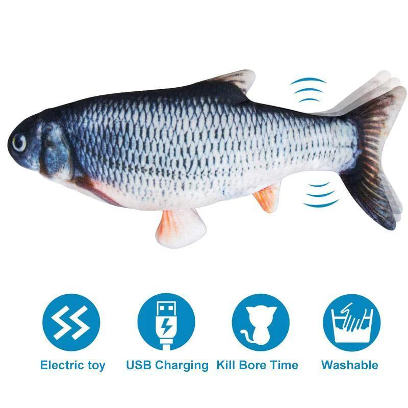 Plush Simulation USB Charging Cat Fish Toy - Image 4