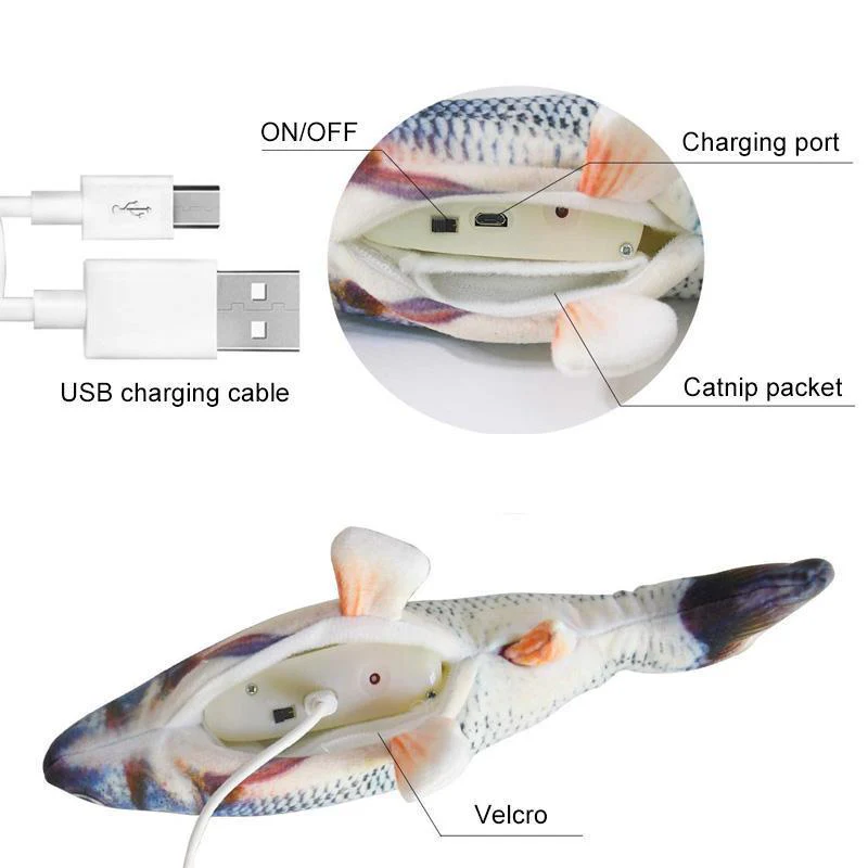 Plush Simulation USB Charging Cat Fish Toy - Image 5