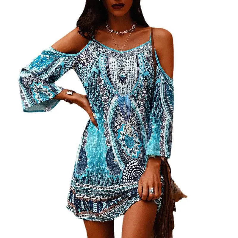 Printed Crew Neck Slip Dress - Image 10