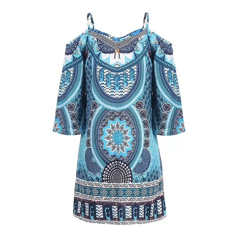 Printed Crew Neck Slip Dress - Image 11