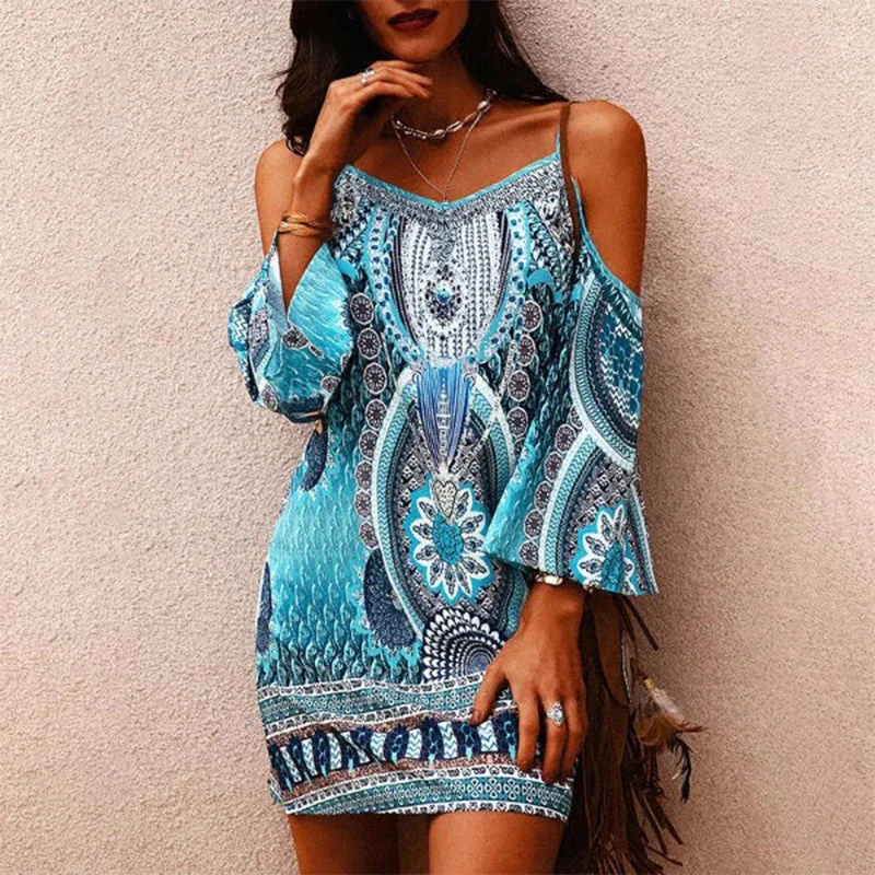 Printed Crew Neck Slip Dress - Image 4