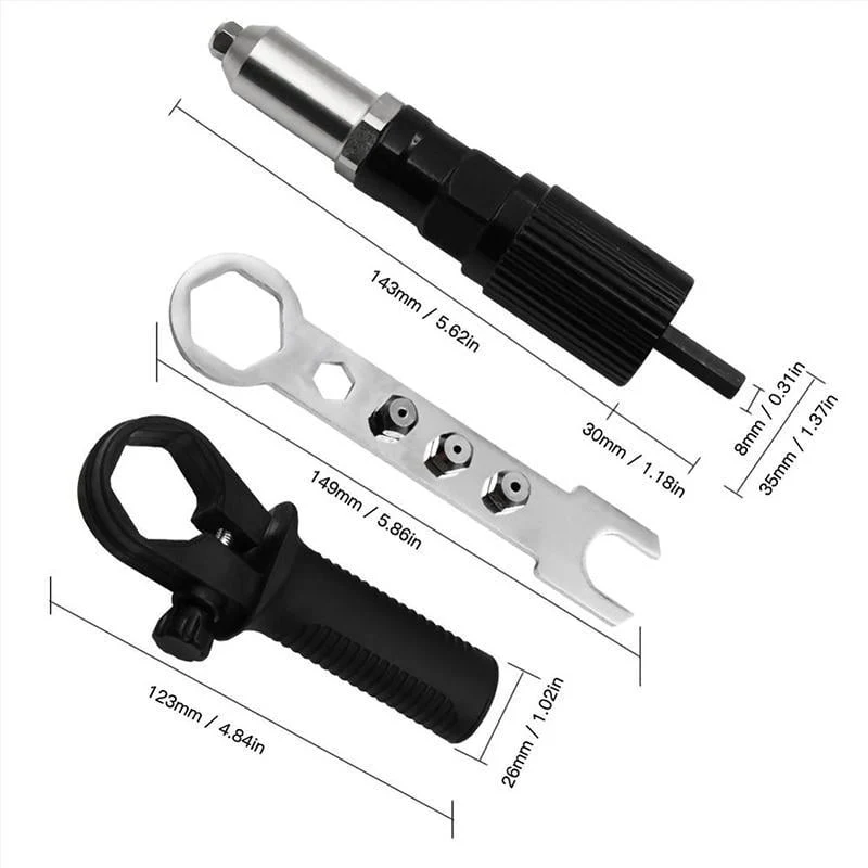 Professional Rivet Gun Adapter Kit with 4Pcs - Image 3