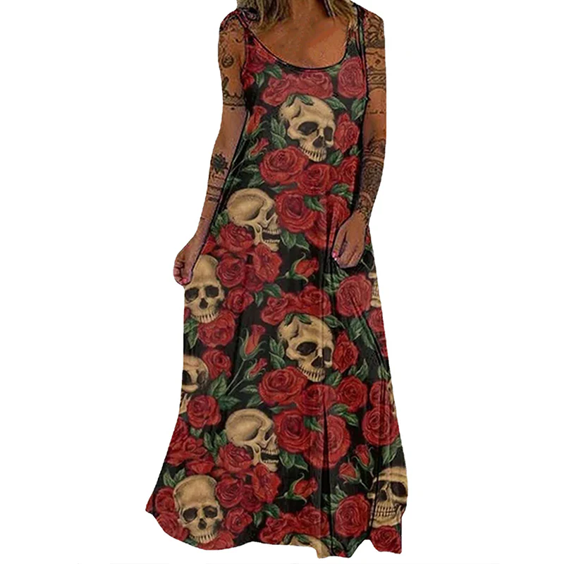 Punk Skull Loose Dress - Image 10