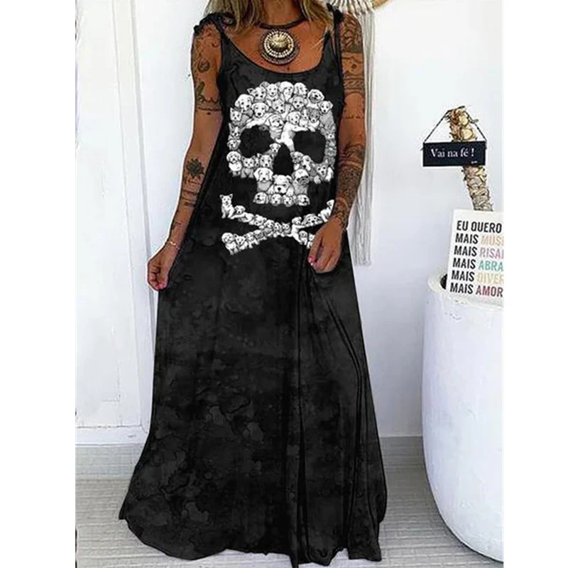 Punk Skull Loose Dress - Image 2