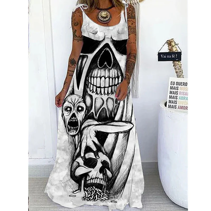 Punk Skull Loose Dress - Image 3