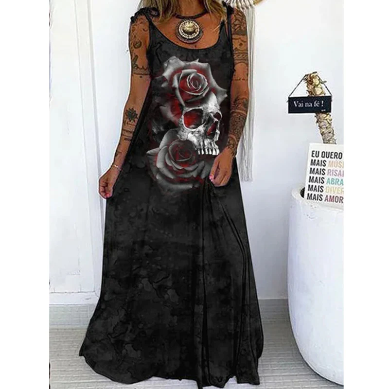 Punk Skull Loose Dress - Image 4