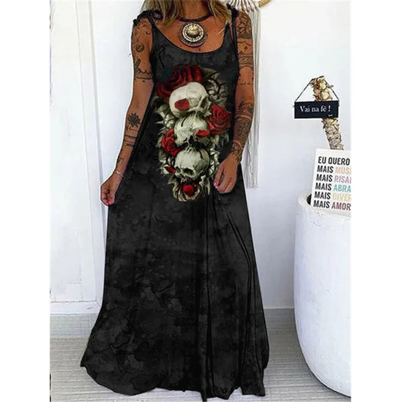Punk Skull Loose Dress - Image 5