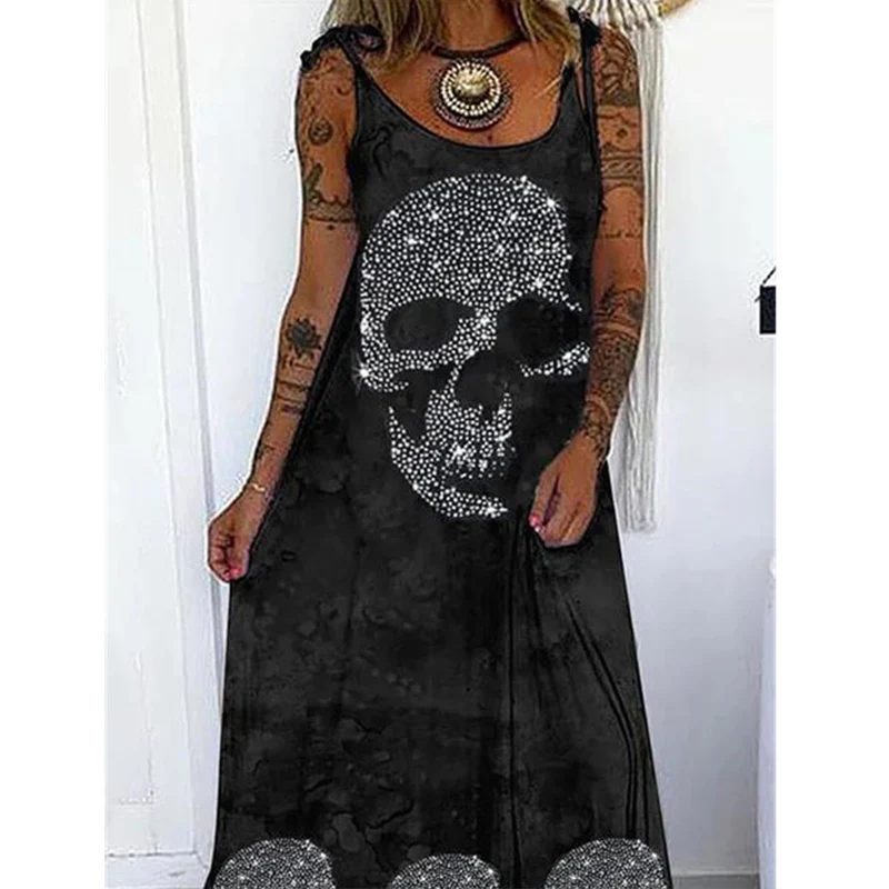 Punk Skull Loose Dress - Image 7