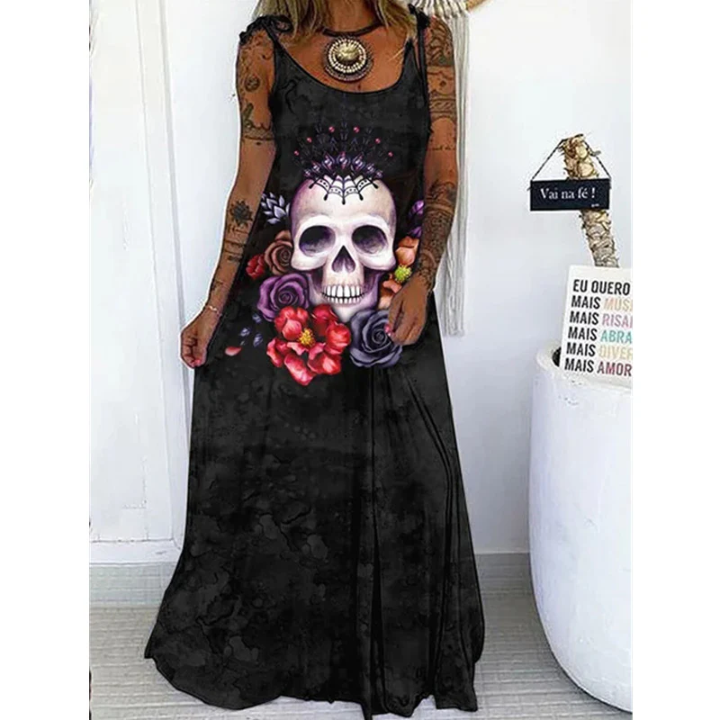 Punk Skull Loose Dress - Image 8