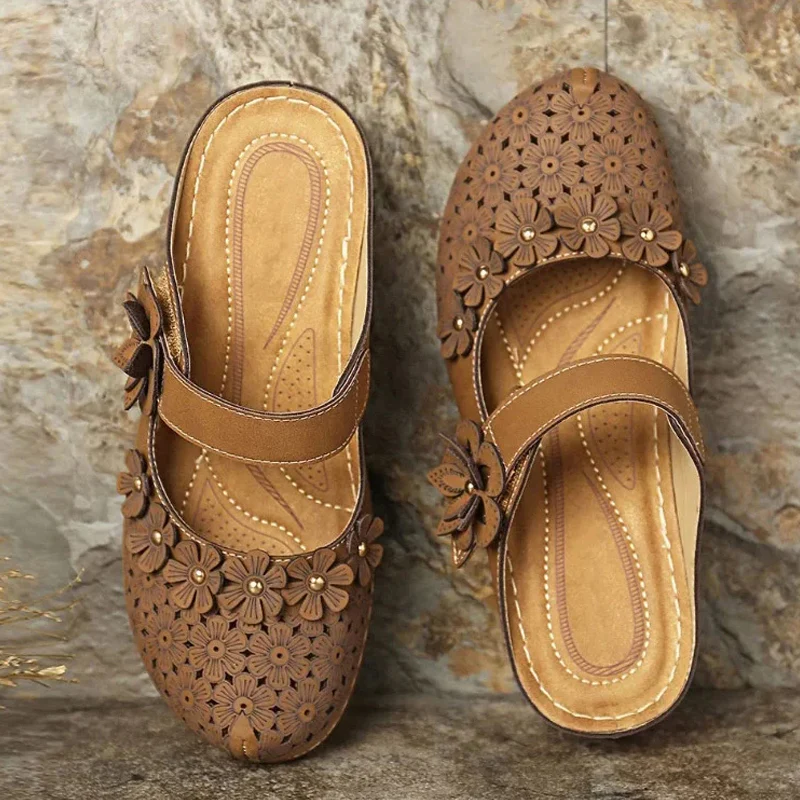 Retro Chic Hole Sandals - Image 3
