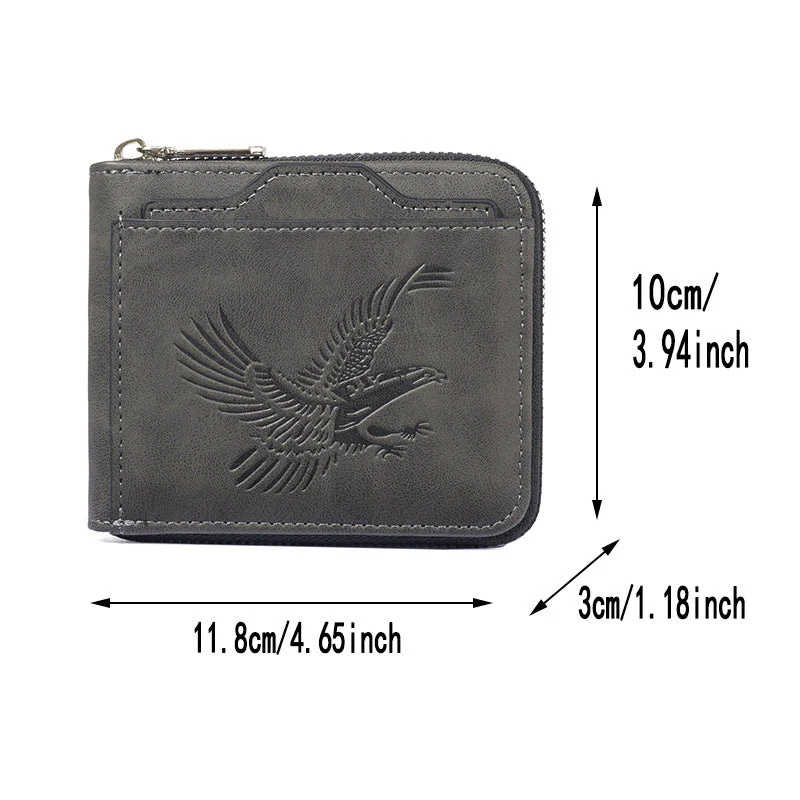 Retro Eagle Embossed Horizontal Men's Wallet - Image 11