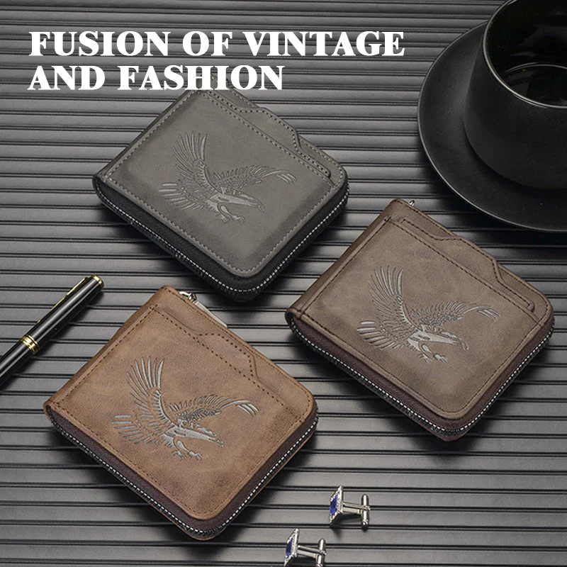 Retro Eagle Embossed Horizontal Men's Wallet - Image 5