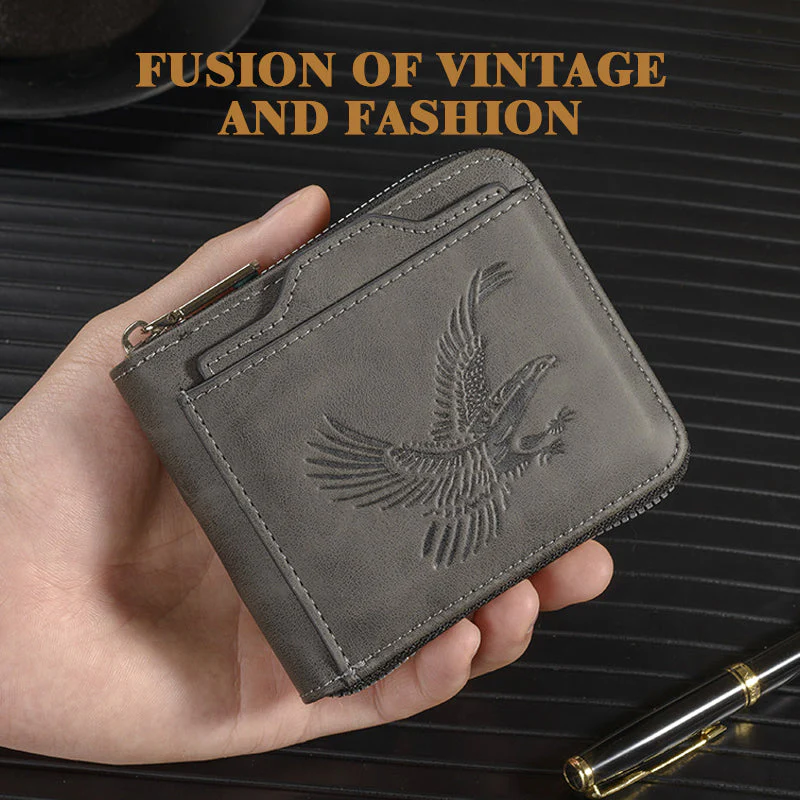 Retro Eagle Embossed Horizontal Men's Wallet - Image 6