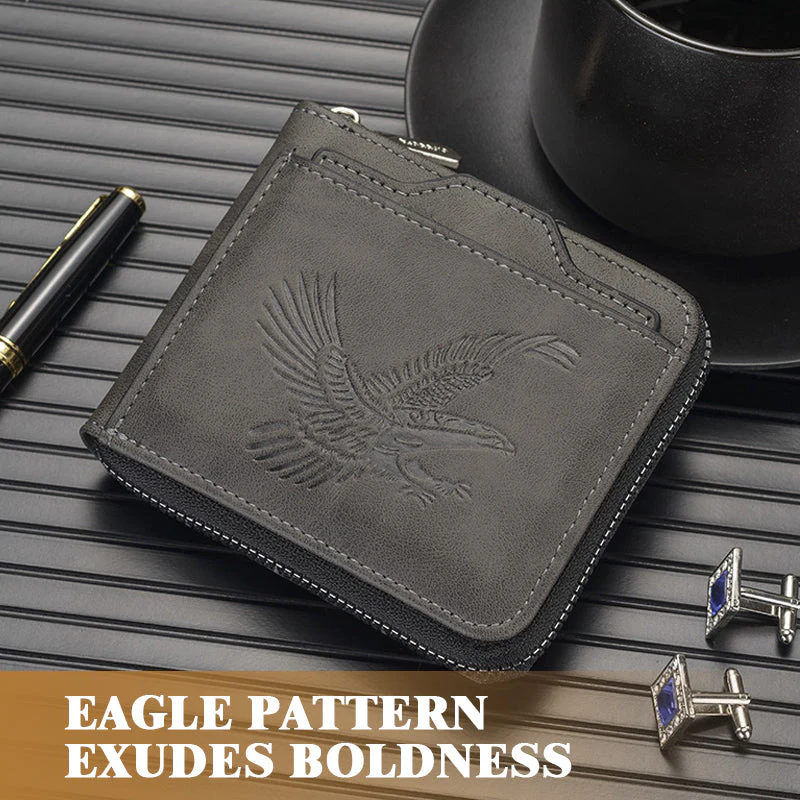 Retro Eagle Embossed Horizontal Men's Wallet - Image 9
