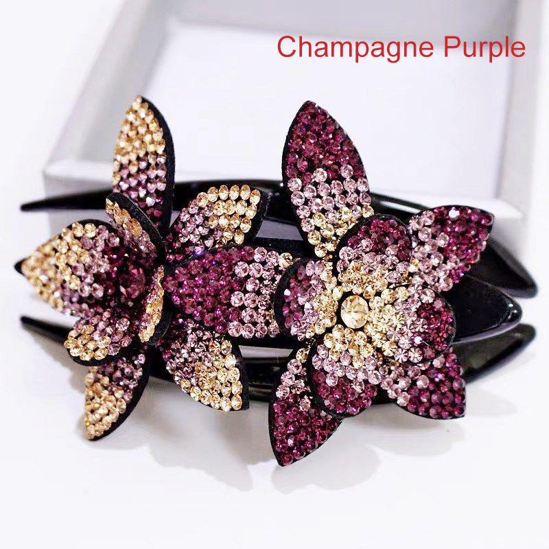 Rhinestone Double Flower Hair Clip - Image 10