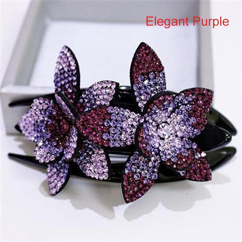 Rhinestone Double Flower Hair Clip - Image 13