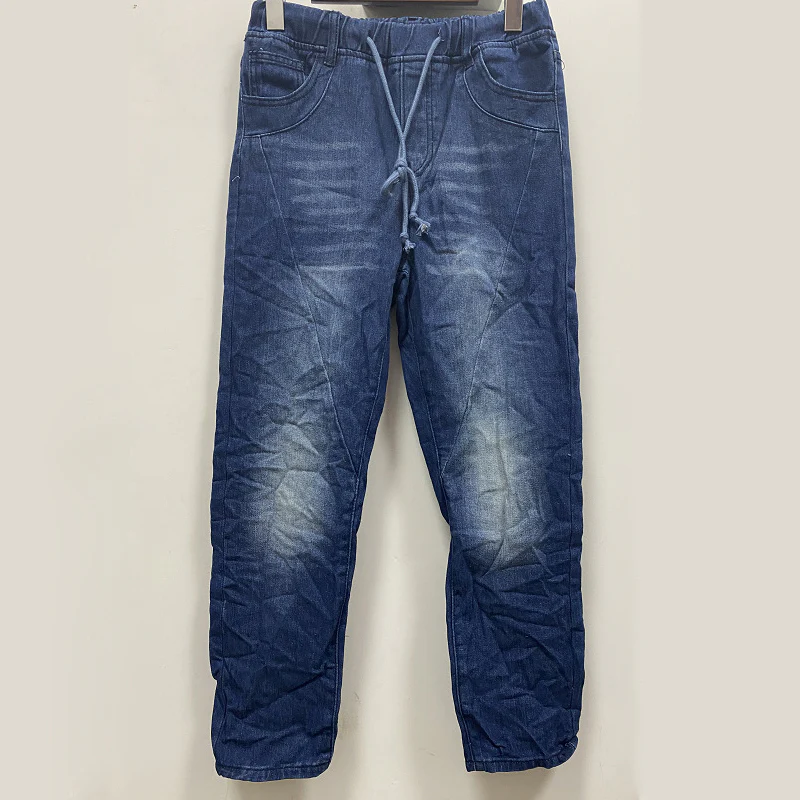 Ripped Drawstring Elasticated Waist Washed Jeans - Image 3