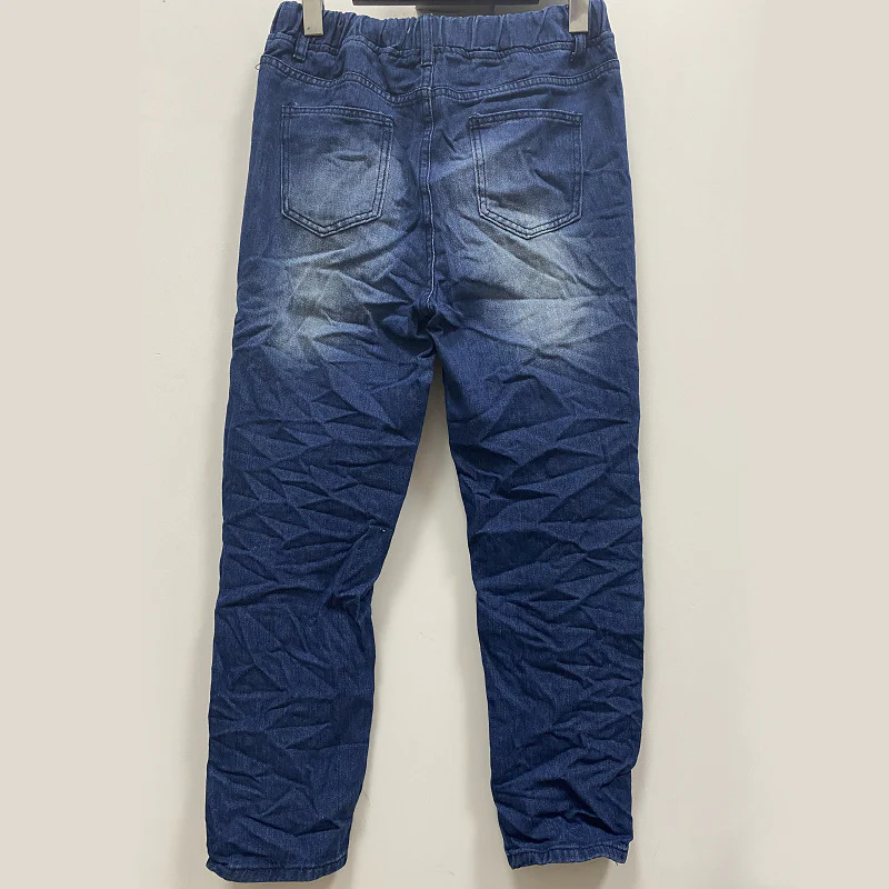 Ripped Drawstring Elasticated Waist Washed Jeans - Image 4