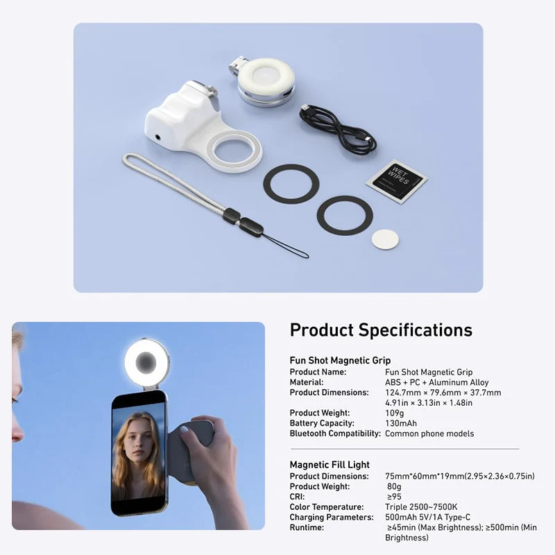 Saker Fun Shot Magnetic Grip & Magnetic Selfie Light - Image 2