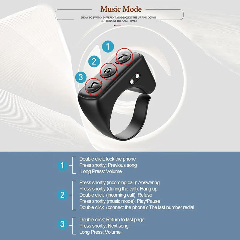 Saker Scrolling Ring Bluetooth Remote Control with Phone holder - Image 9