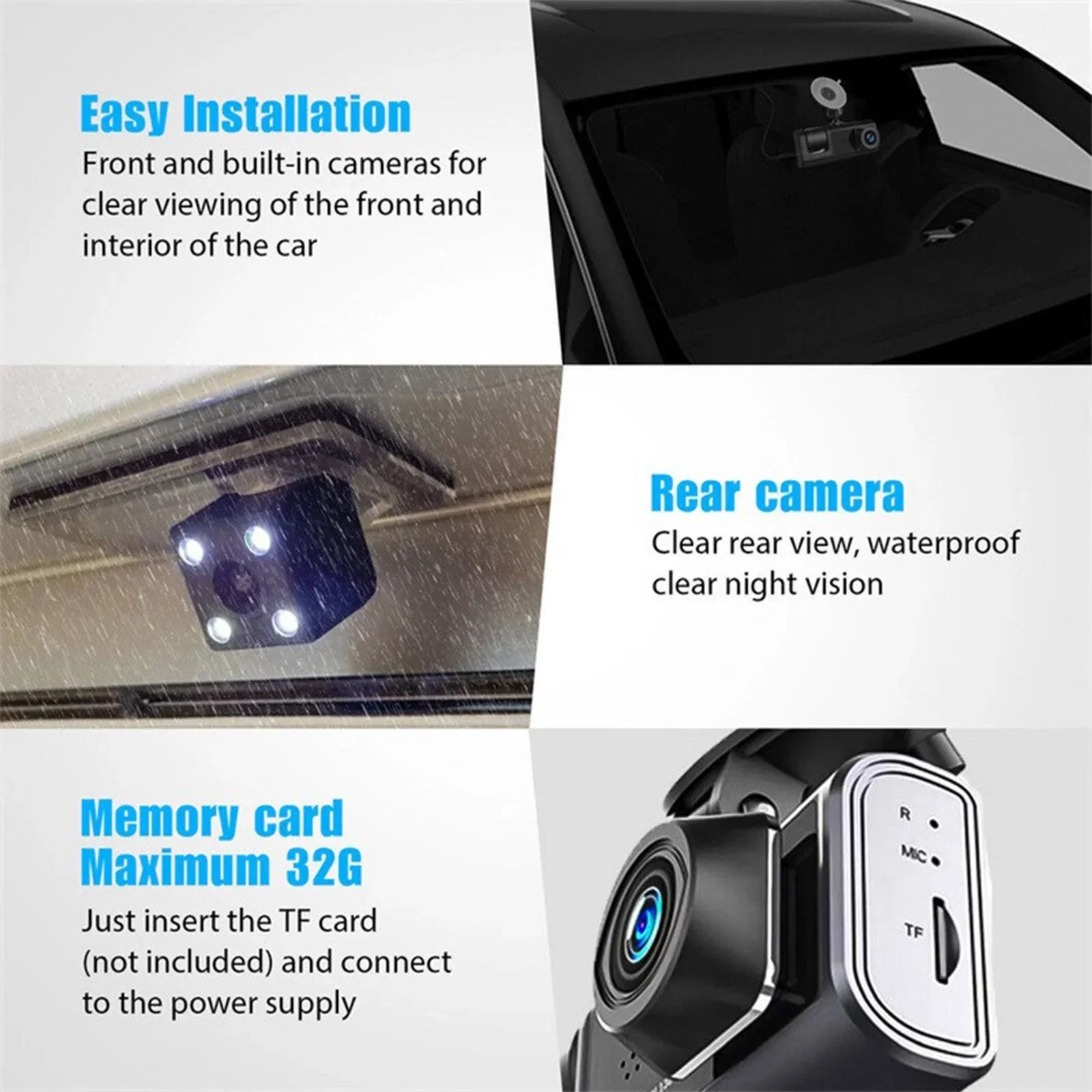 🚘3 Channel Dash Cam Front and Rear Inside - Image 12