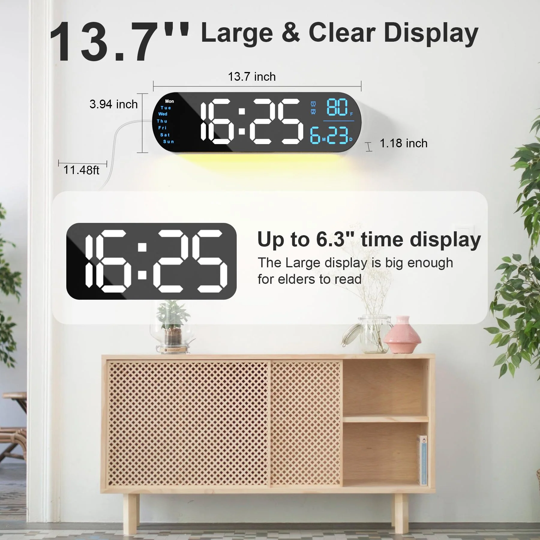 Sakerplus Multi Functional LED Display Clock - Image 2
