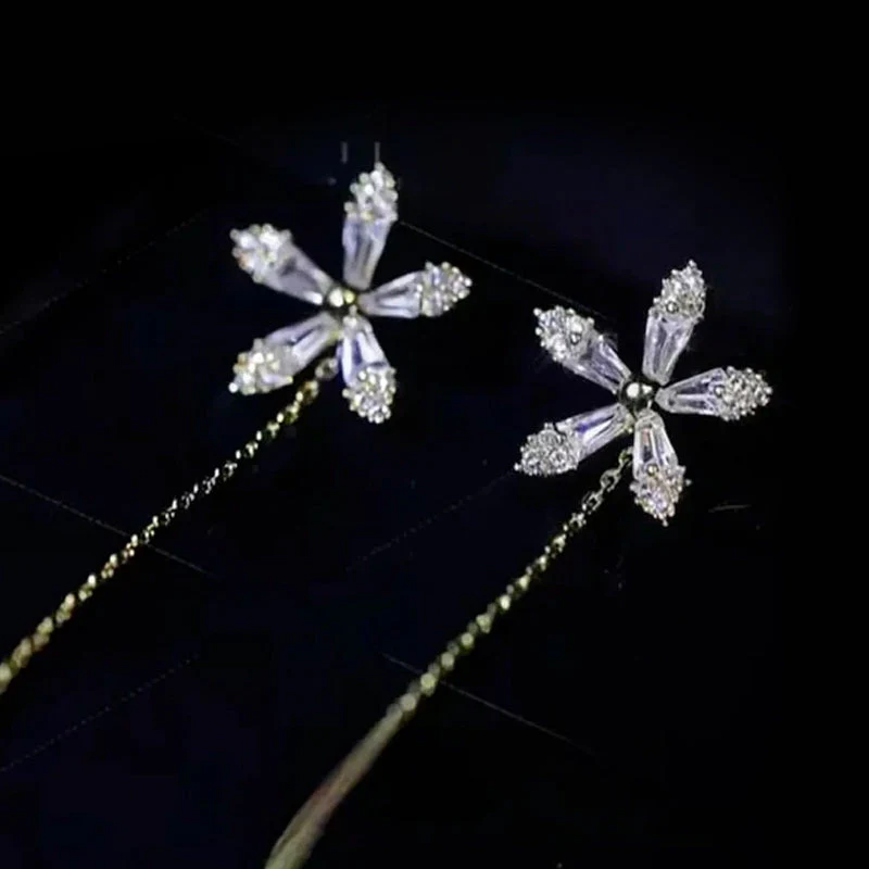 Shiny Fringe Flower Earrings - Image 6