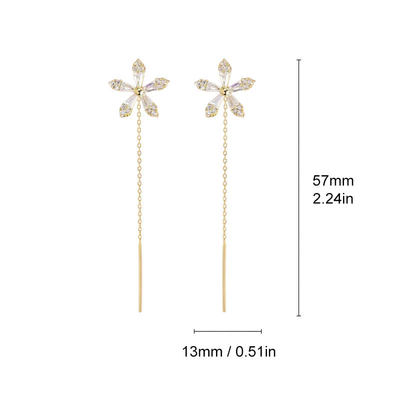 Shiny Fringe Flower Earrings - Image 8