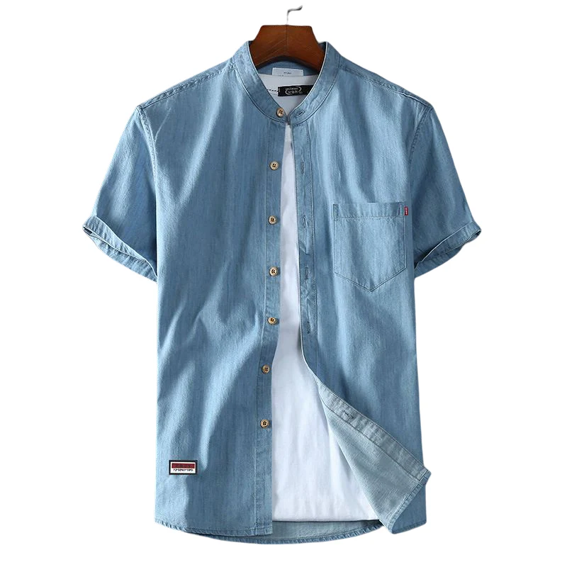 Short-Sleeved Denim Shirt - Image 10