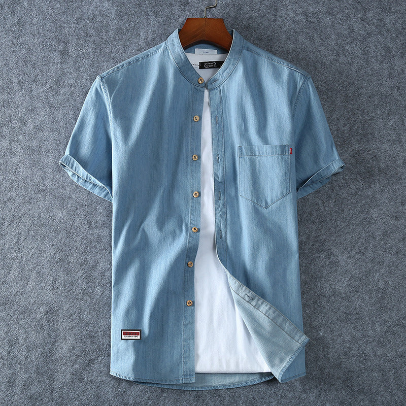 Short-Sleeved Denim Shirt - Image 2
